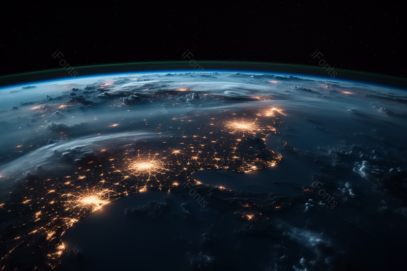 在宇宙里太空观看星球夜晚全景,高清,摄影图,摄影图片,图片大全,摄影图免费下载